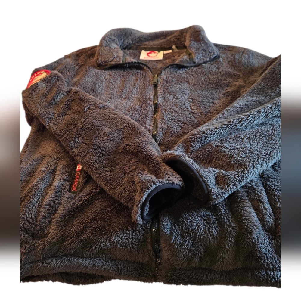 Canada Weathergear Full Zip Sherpa Jacket In Charcoal Size Medium
